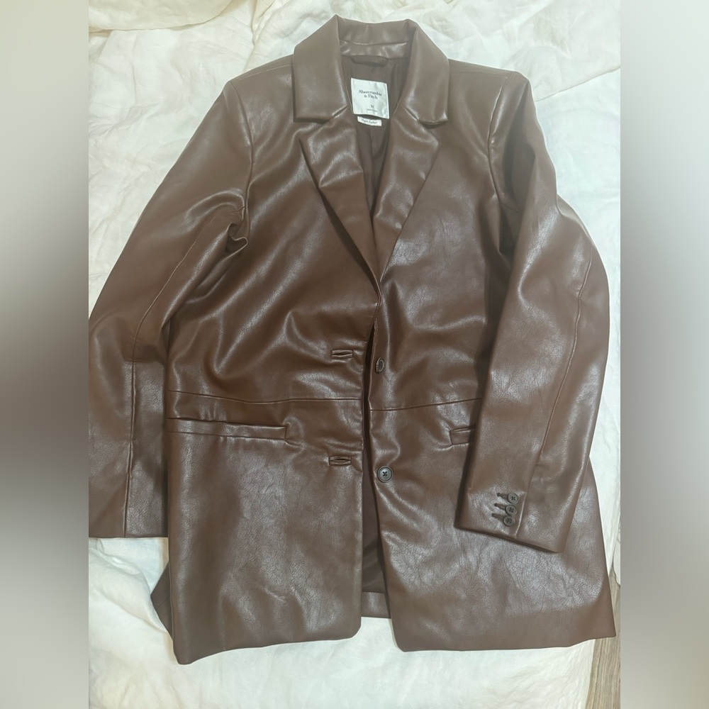 Abercrombie & Fitch Dark Brown Leather Blazer